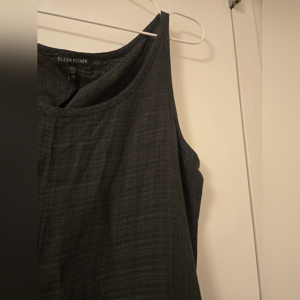 Eileen Fisher Black Linen Aline Tank Dress - Picture 6 of 10